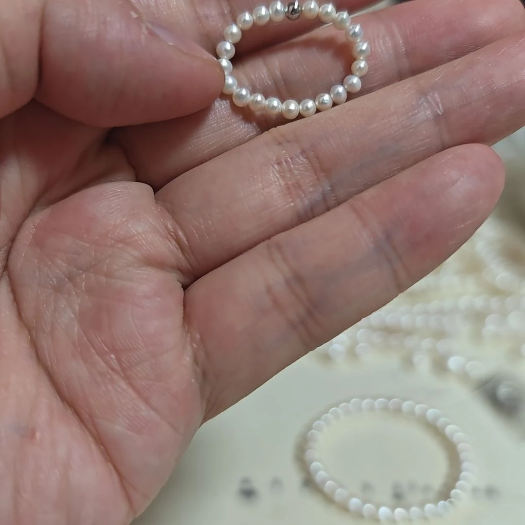 银S925镶嵌戒指淡水珍珠