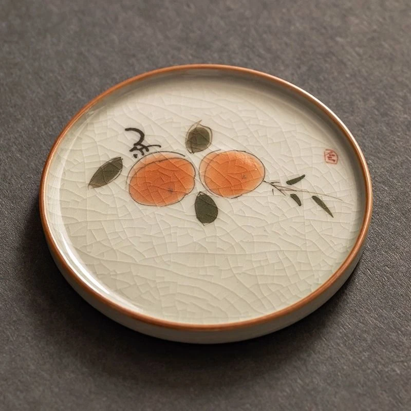 哥窑手绘杯垫-柿子