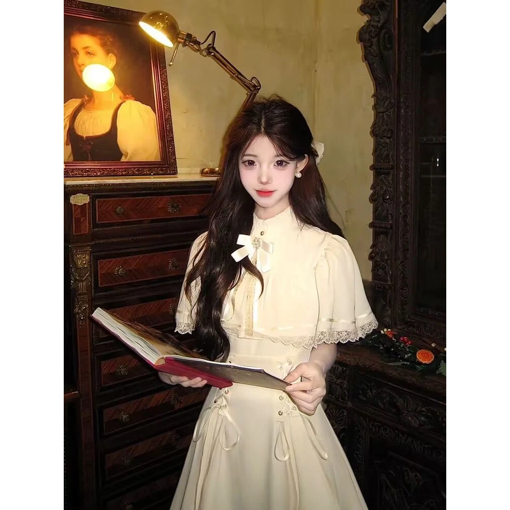 夏季新款昭和千金古早白月光氛围感收腰显瘦连衣裙女2025夏季气质
