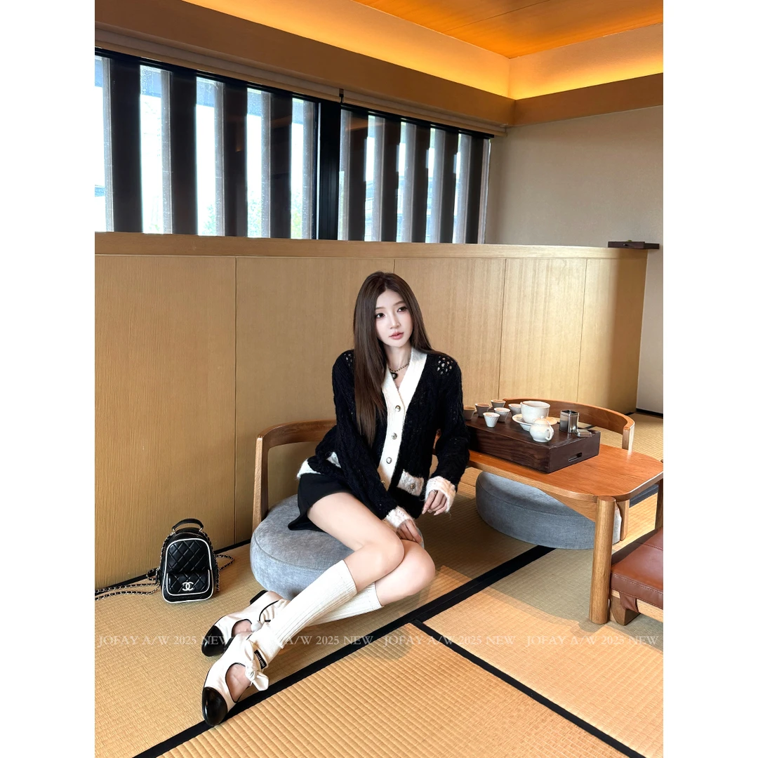 524号【CHASINGLIGHT】|人间香奶奶|小香撞色针织开衫 M1294