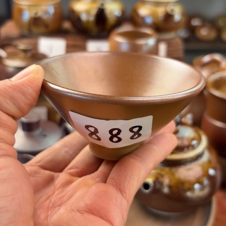 木***子建水紫陶白泥柴烧杯