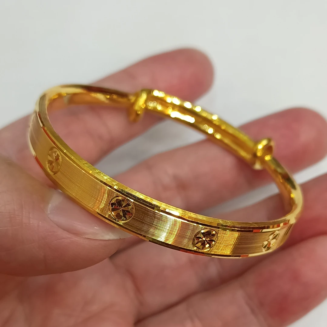 足金999黄金手镯真金正品纯黄金推拉款镯子半实心闪亮精品款34.06