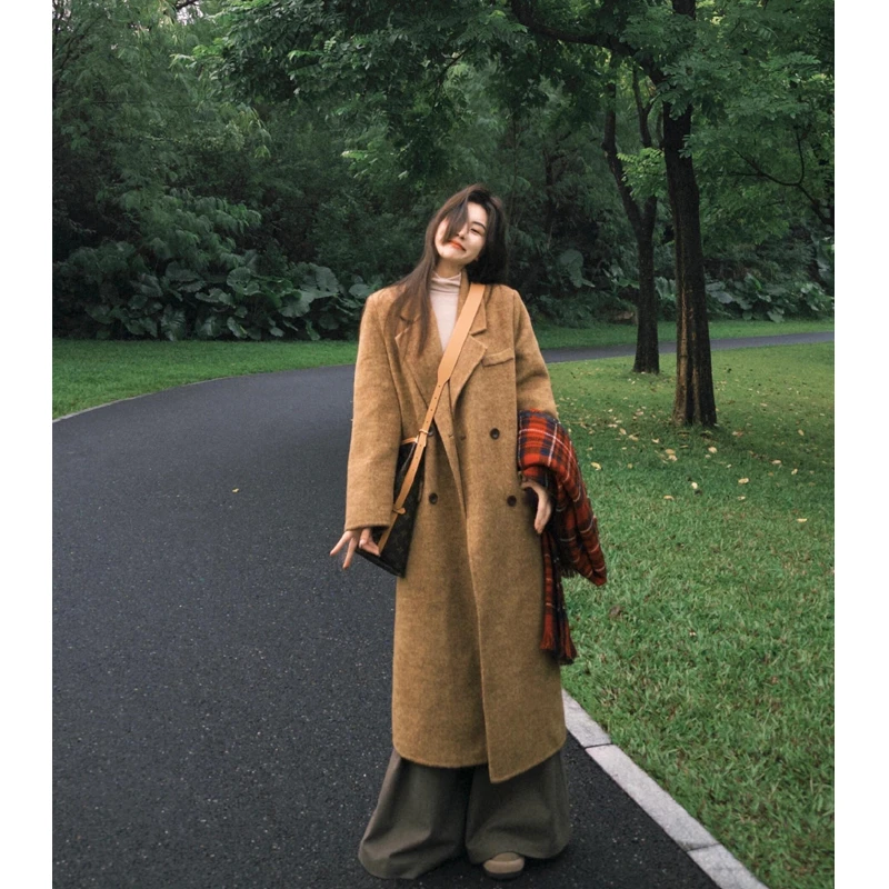 高级感呢子大衣女2024新款秋冬毛呢外套韩系小个子冬天中长款气质