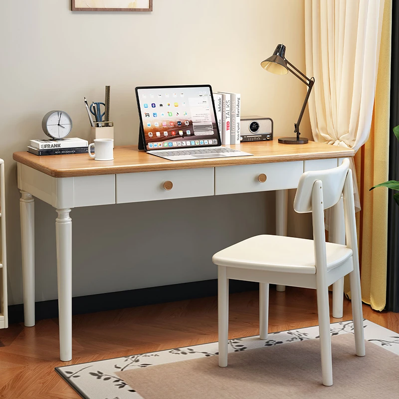 白蜡木书桌电脑桌家用简约桌卧室书房台式写字桌小户型桌写字台