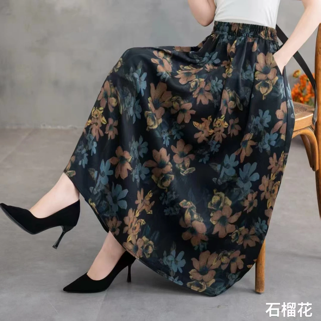 春夏新款原创松紧高腰A字版型显瘦百搭民族风半身长裙女