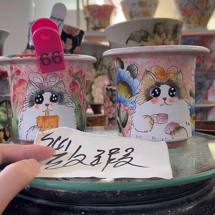 景德镇幸运花盆手绘韩式花盆