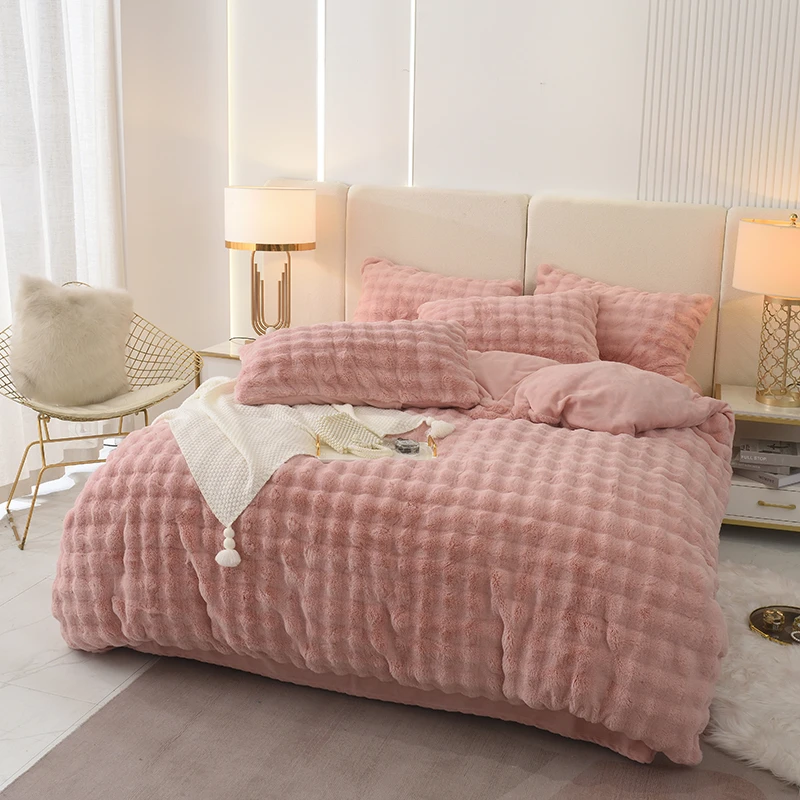 兔兔绒牛奶绒四件套床单款加厚保暖1216