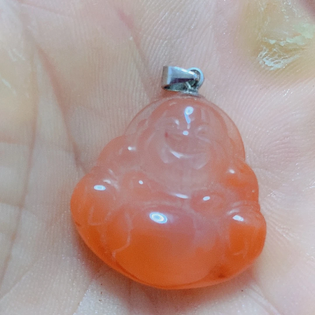 南红玛瑙银S925镶嵌吊坠(不含链)