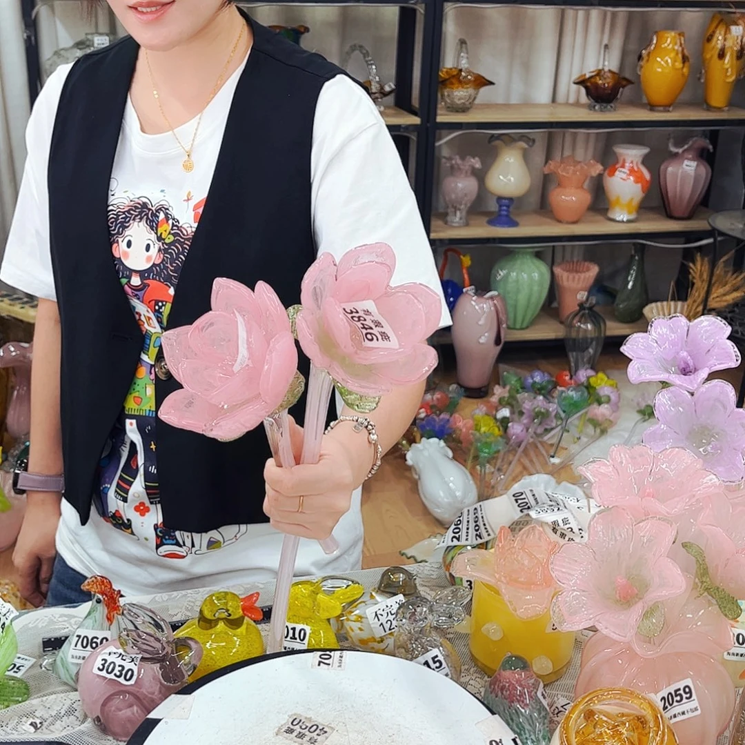 2朵瑕荷花 家悦琉璃工艺品