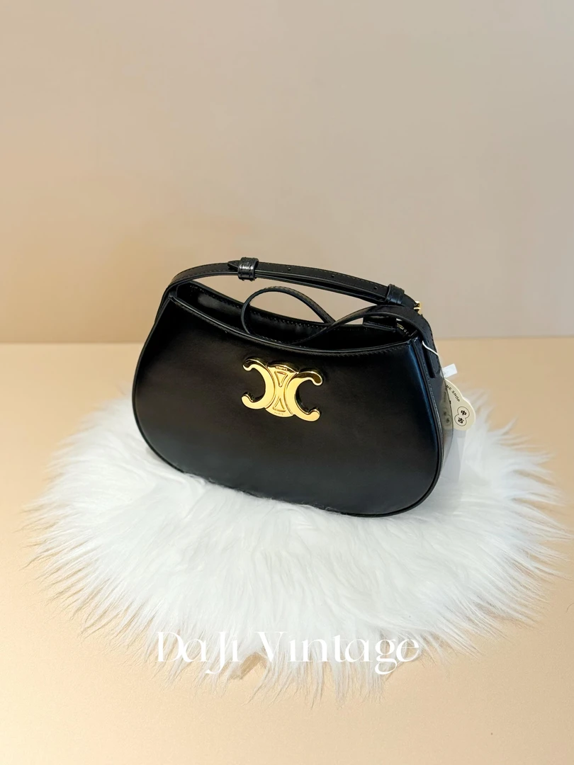 99新 Celine/思琳 大吉中古/Celine凯旋门黑金手提单肩包