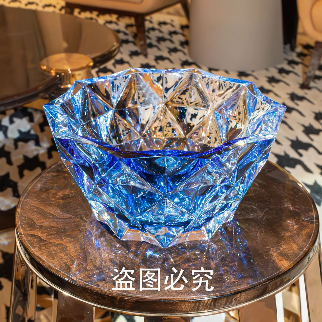【星菱-蓝】果斗餐桌边几餐边柜茶几岛台水晶琉璃聚宝盆摆件YB01030