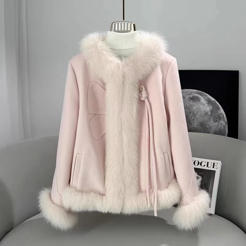 DOUSHEHUI 窗前月光狐狸毛双面呢皮草服饰