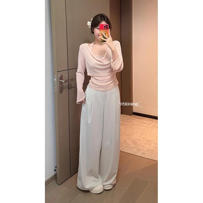 王等等【松弛玩家】2025夏季定制新款收腰显瘦西装长裤U225K07595