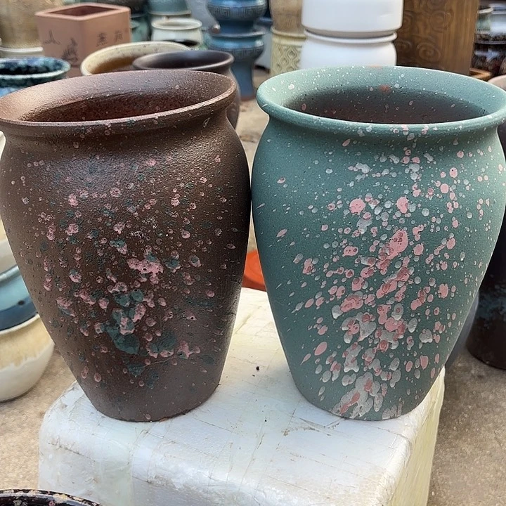 红陶泼墨两个色口径18高度25