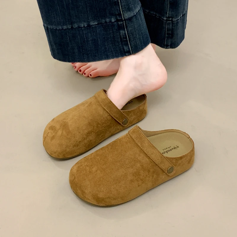 秋季女士森系厚底勃肯鞋复古两穿包头半拖鞋外穿2025新款穆勒单鞋