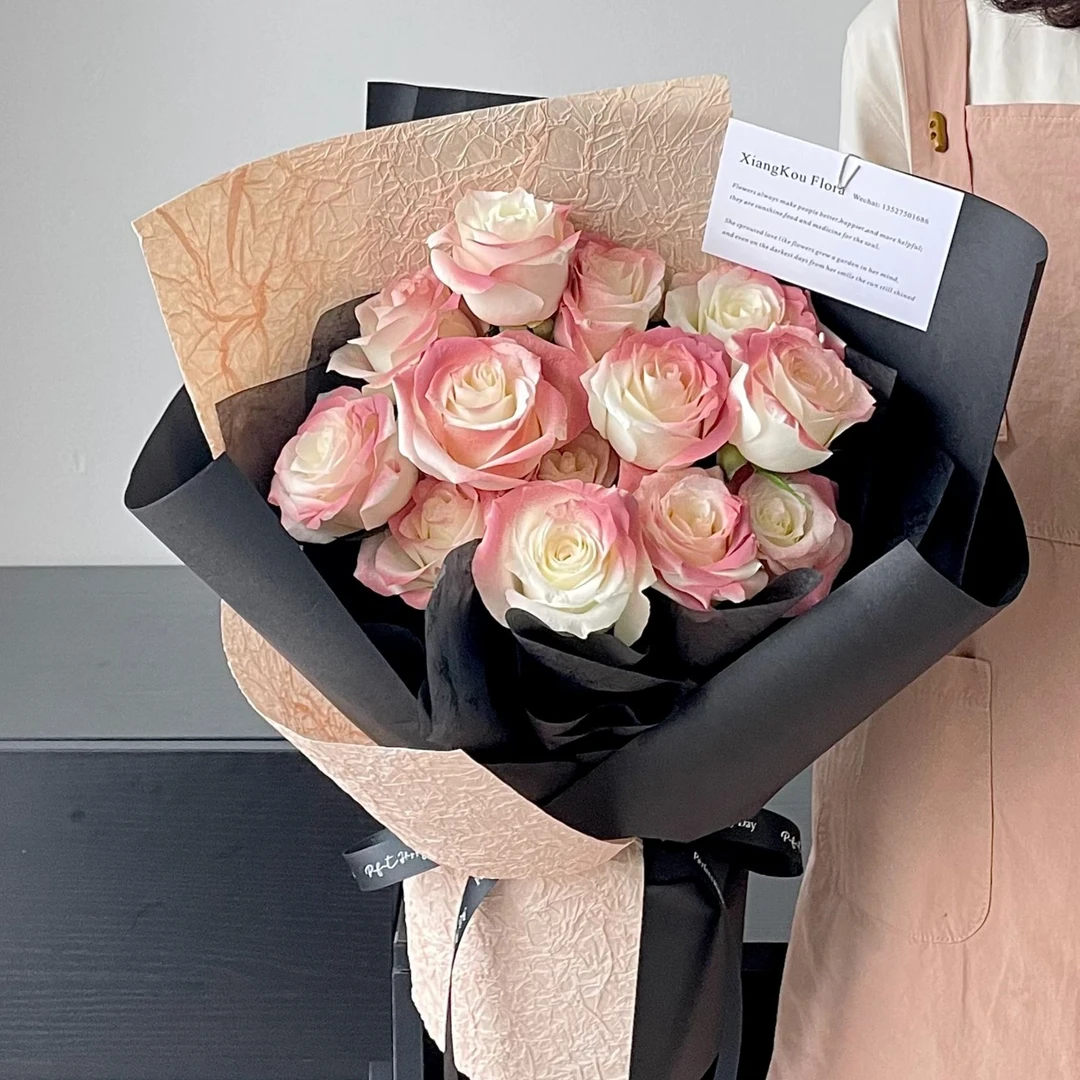 【你的美丽】11朵蔷薇粉玫瑰生日礼物生日花束送女友送老婆花店送花上门A5