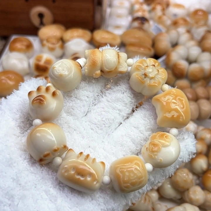 菩提根/象牙果手串83 象牙果原果雕刻多宝混搭瑕福利