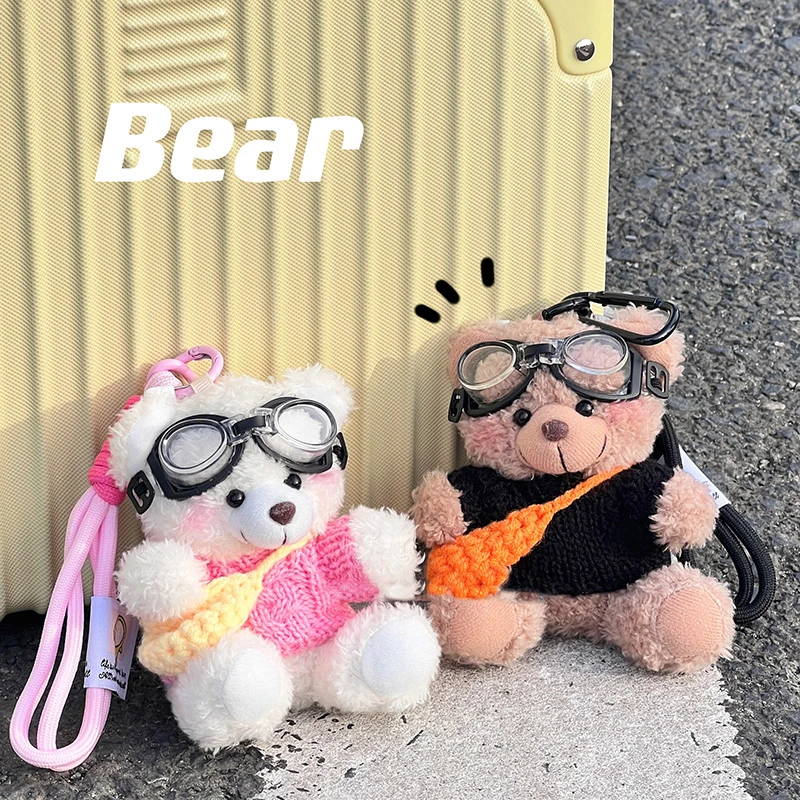 ins可爱腮红小熊情侣包挂件挎包熊熊创意礼物钥匙扣挂饰毛绒公仔