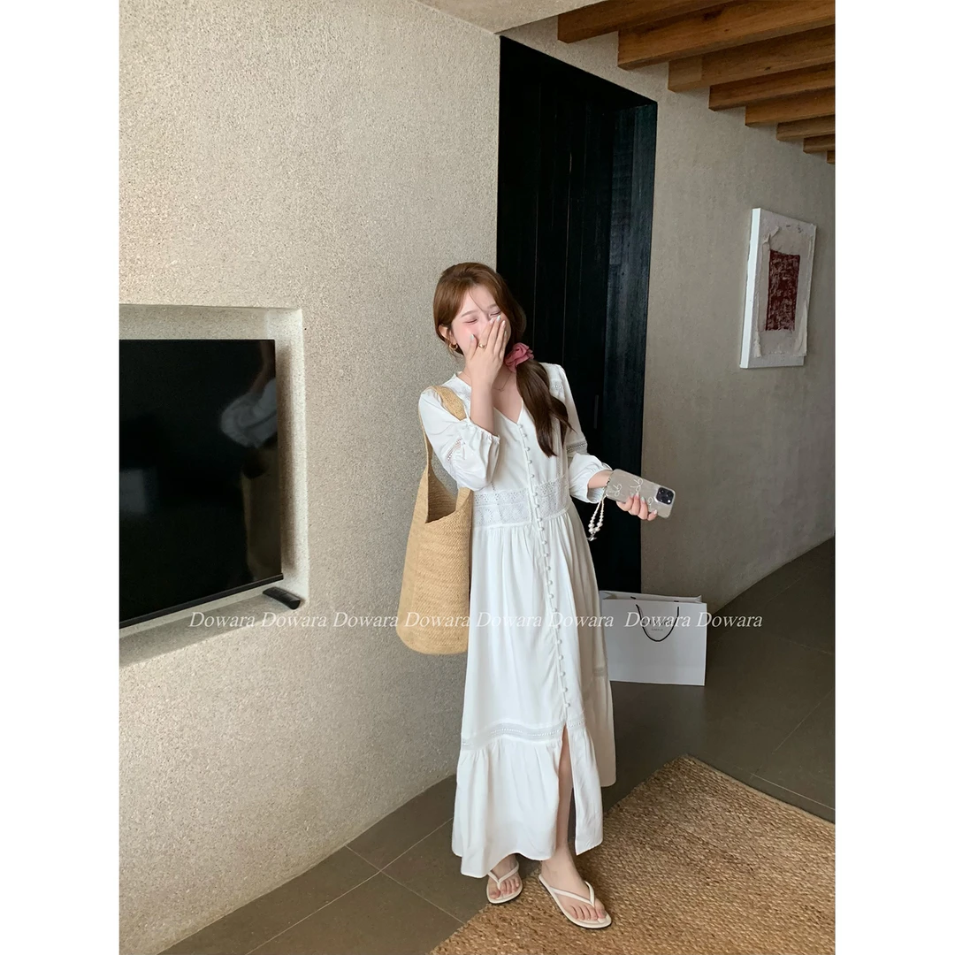 现货大婉酱微胖定制莱赛尔法式连衣裙气质百搭两穿A字长裙子7964D