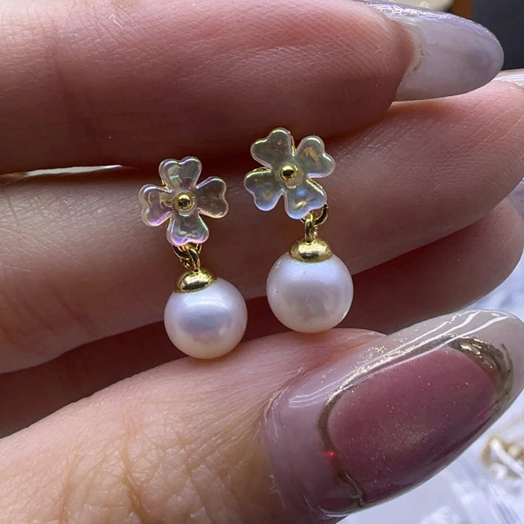 银S925镶嵌淡水珍珠耳饰