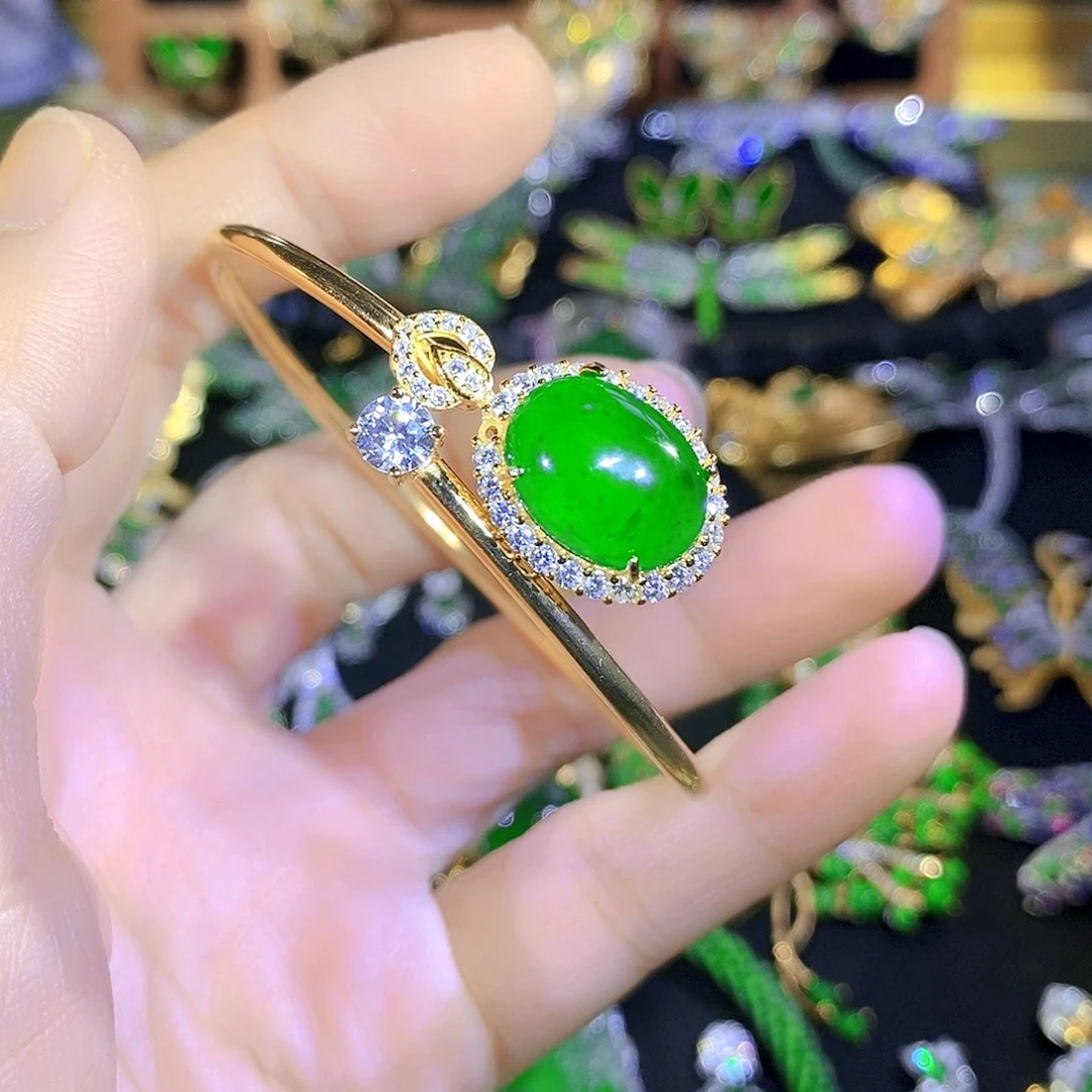 吊坠(不含链)银S925镶嵌翡翠