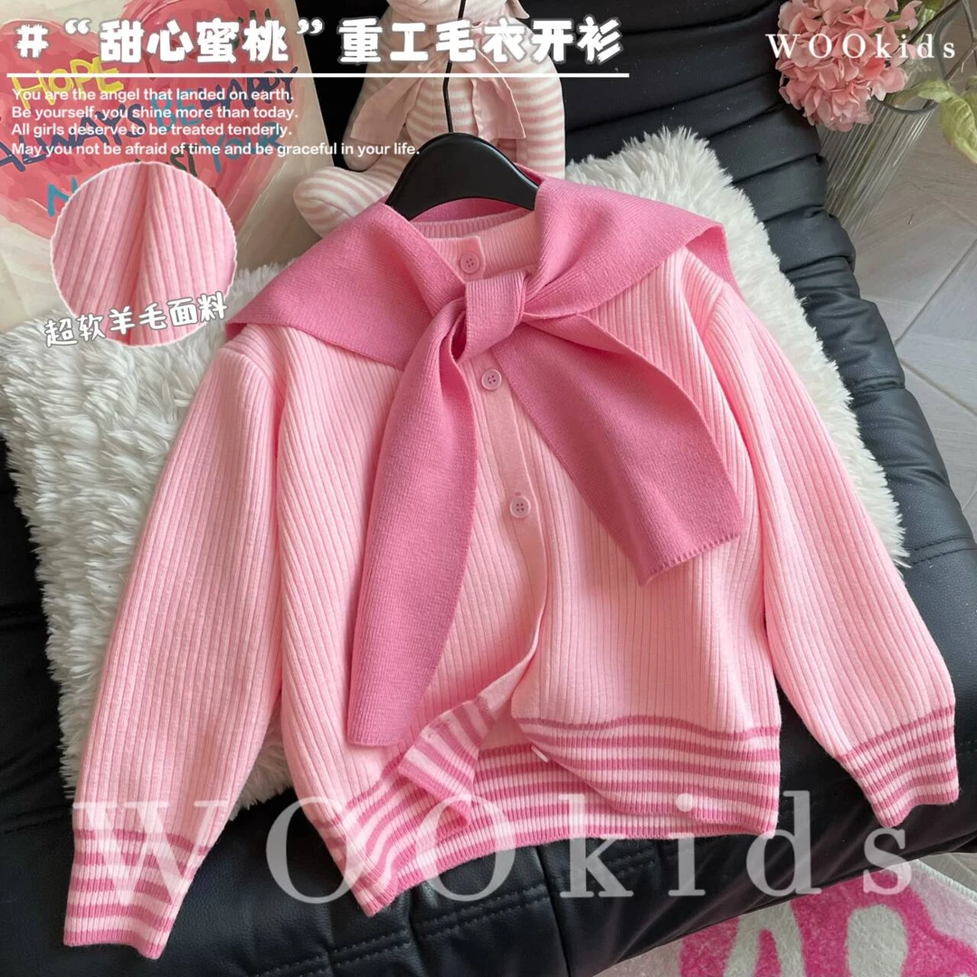 现货-WOOkids8【甜粉假日】亲子兄妹童装高定毛衣开衫 W24120601