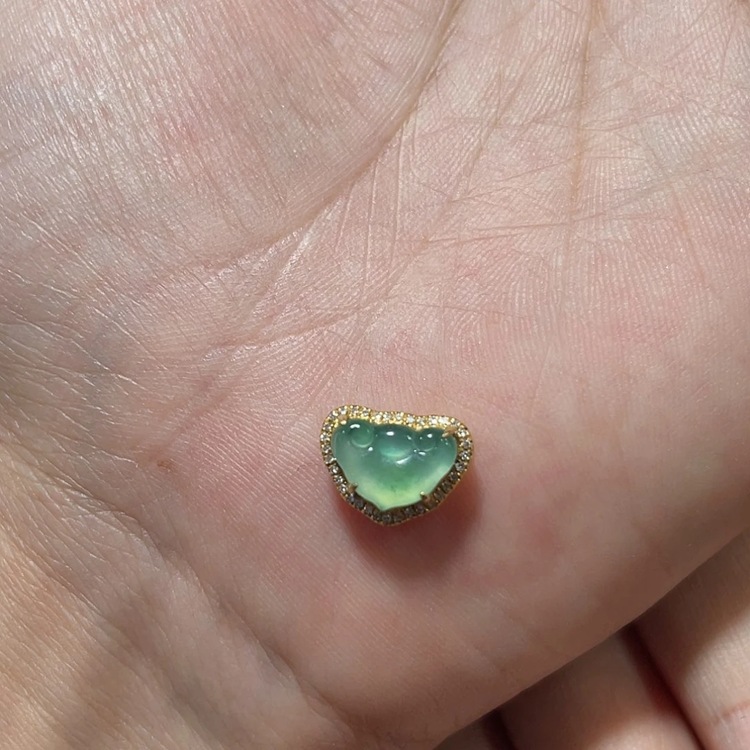 翡翠18K金镶嵌吊坠(不含链)白*