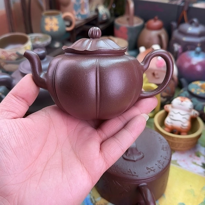紫砂茶壶紫泥荷花