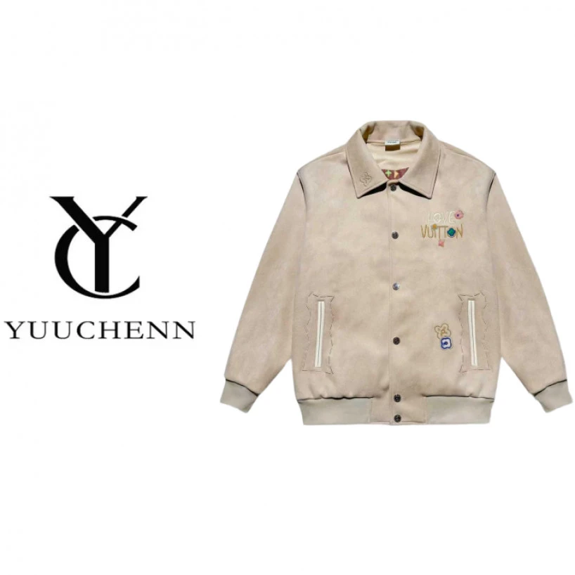 【YUUCHENN】-翻领刺绣撞色拼接棒球服-XX0658