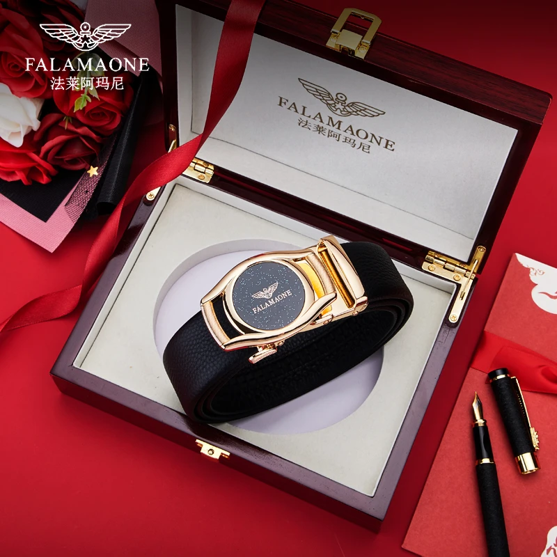 法莱阿玛尼男士皮带真皮裤带纯牛皮高端品牌商务男士腰带高级感