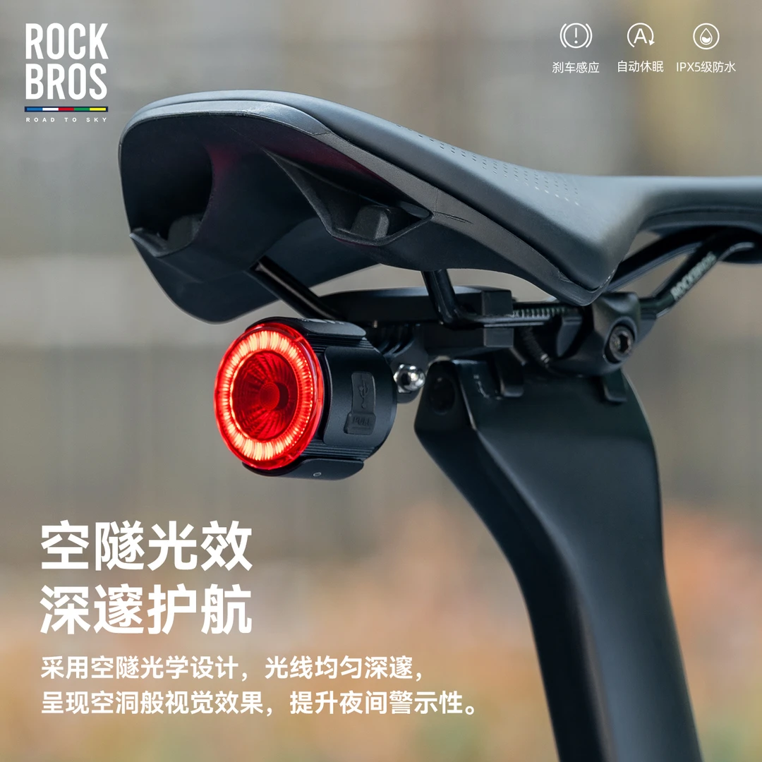洛克兄弟天路自行车尾灯智能感应公路车山地车折叠车夜骑行刹车灯