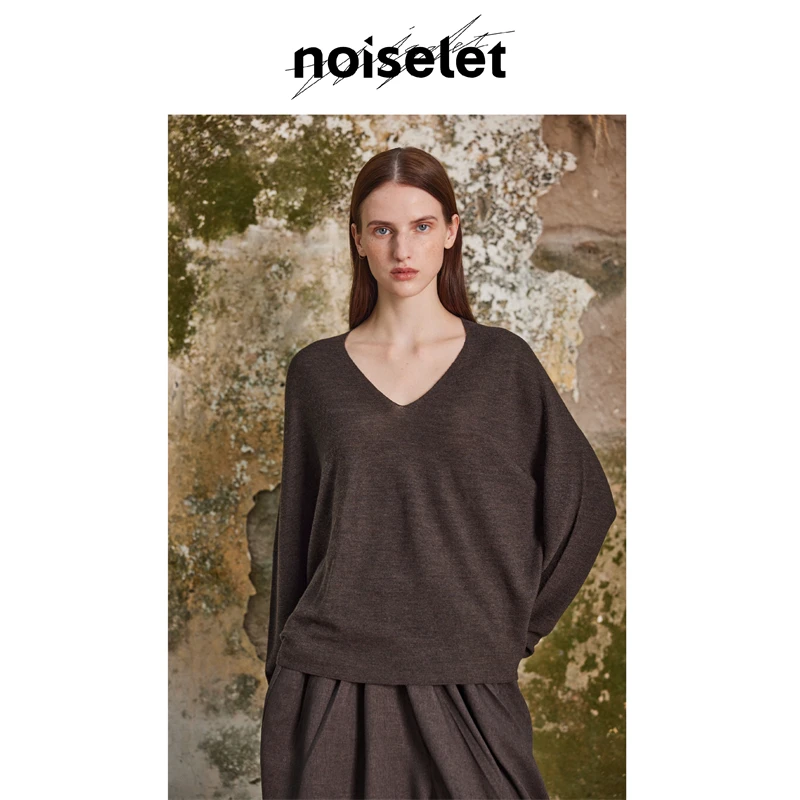 noiselet扬子精纺羊毛V领无缝精致廓形长袖毛衫 N1292