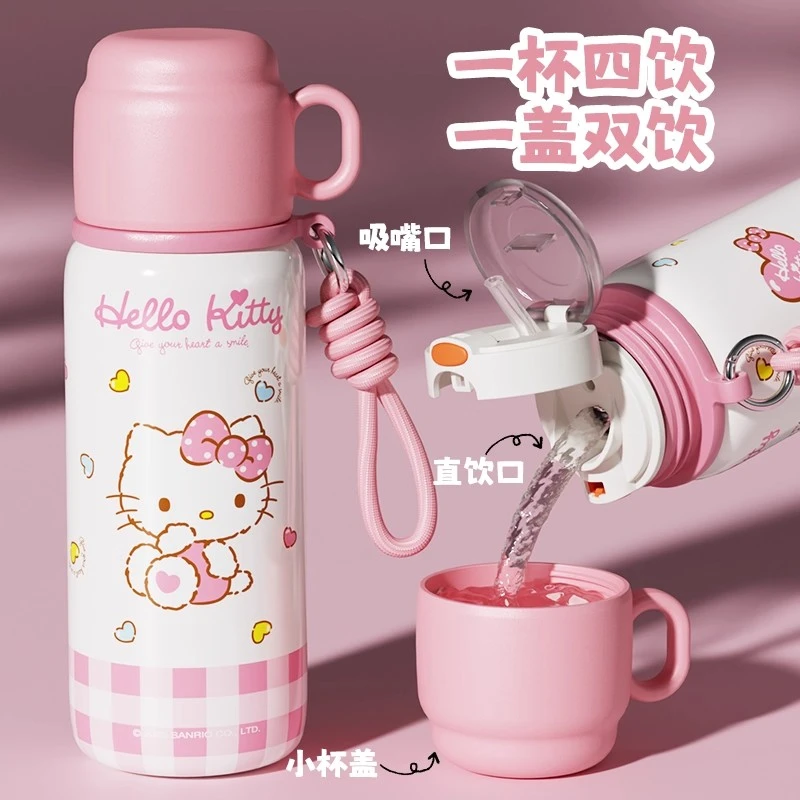 hellokitty保温杯女生新款2025高颜值学生上学专用大容量儿童水杯