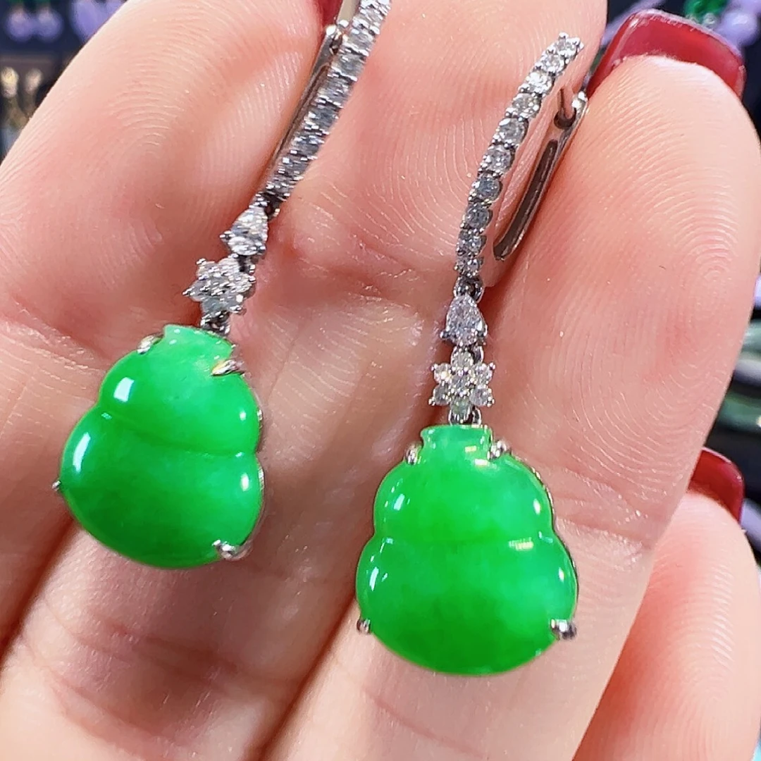 翡翠18K金镶嵌耳饰