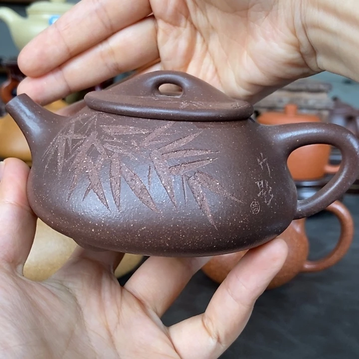 茶壶紫砂青灰紫泥景舟石瓢壶