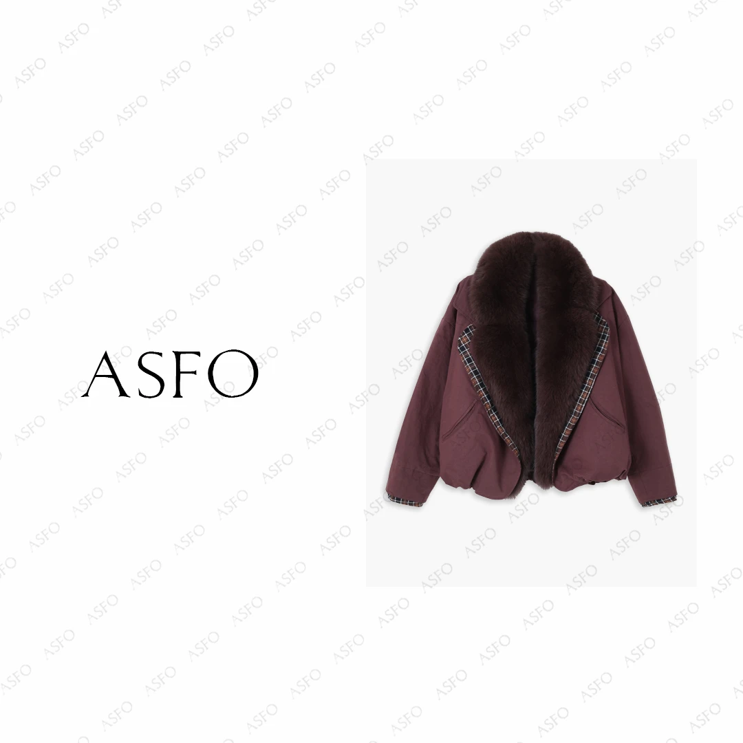 【AS小狐妖】25新定制狐狸大毛领拼接休闲派克鹅绒服AS25QYRF04026