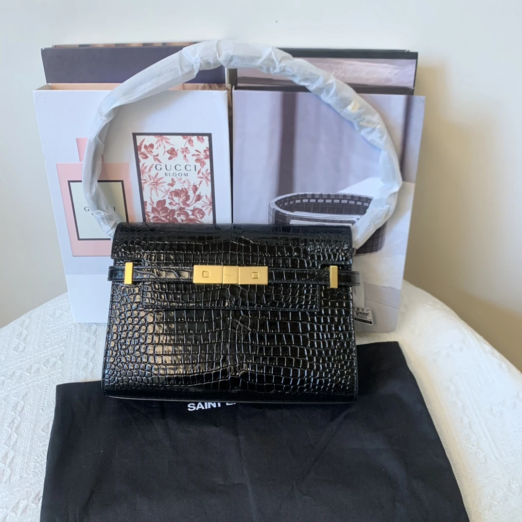 全新未使用 YSL/圣罗兰 曼哈顿 小号 黑金