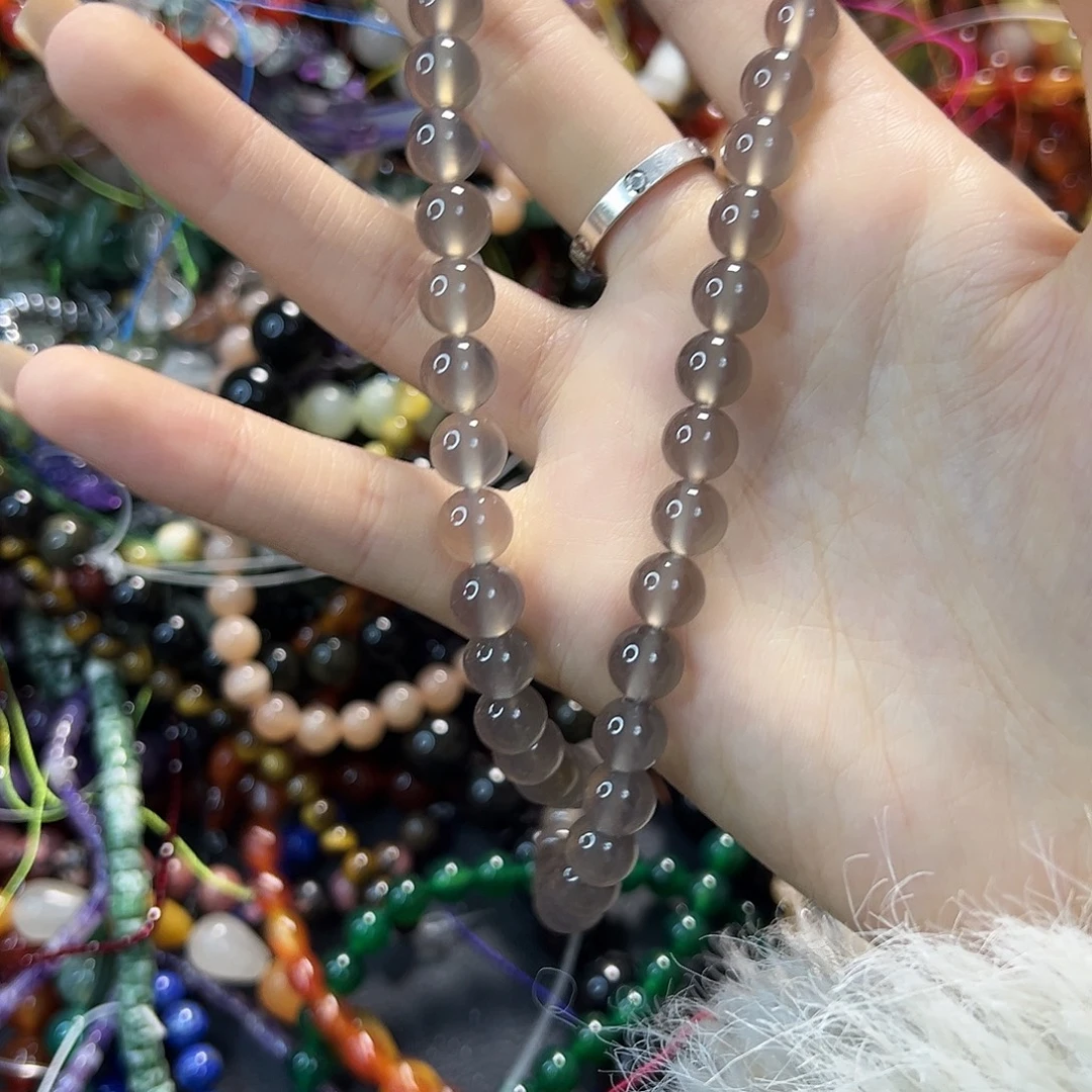 玛瑙/玉髓合金珠宝半成品灰玛瑙卡8一条