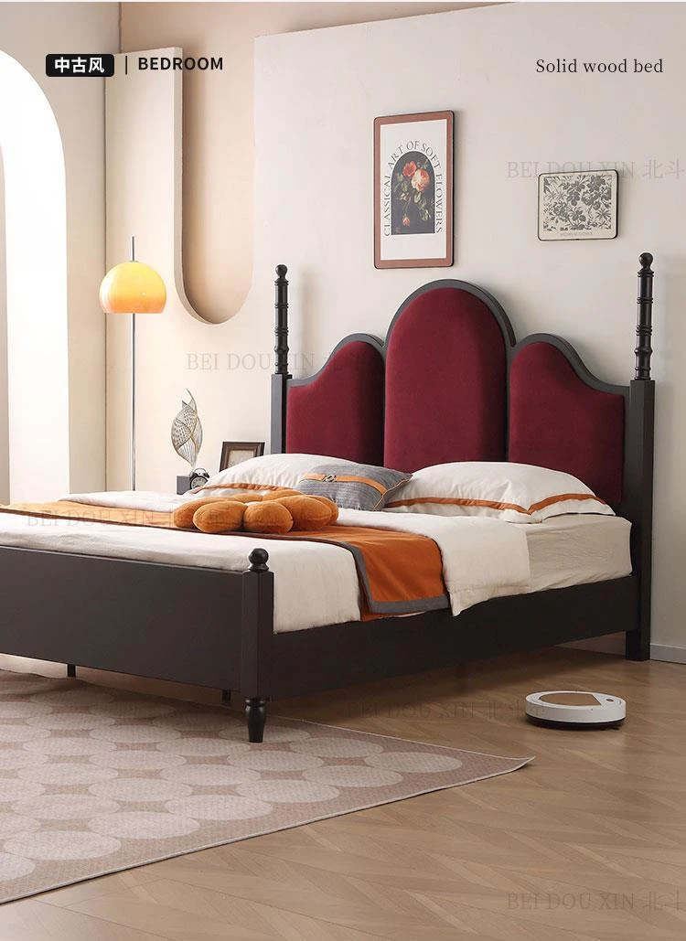 床1.8米x2米主卧室大床中古风实木床广东佛山床复古双人床家用.