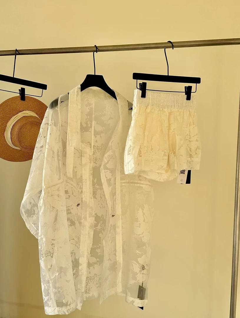 【Ann.G】 G201234 25夏极简慵懒风重工透视防晒短裤风衣显瘦套装