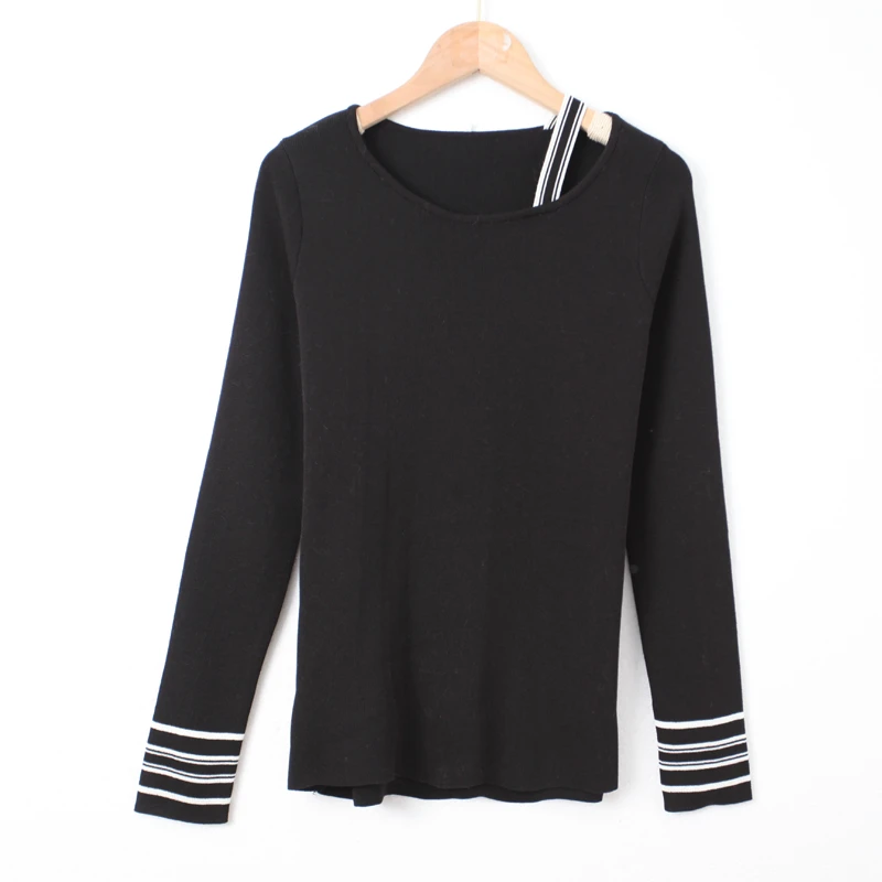 春季新款女士圆领套头毛衣长袖百搭宽松显瘦HH484简约时尚