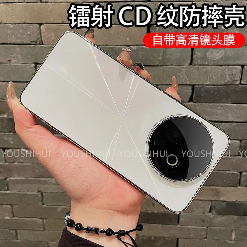 适用vivoY300i/Y200iCD纹镭射电镀防滑条镜头全包手机壳防摔保护