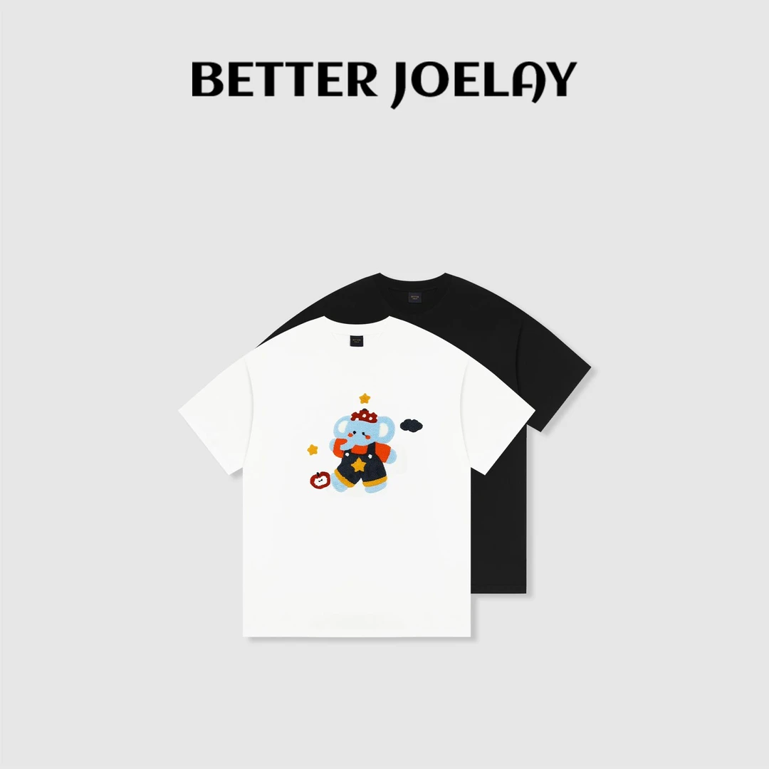 BETTER JOELAY-大版【星星小象】全棉时尚百搭短袖T恤休闲风KH3893