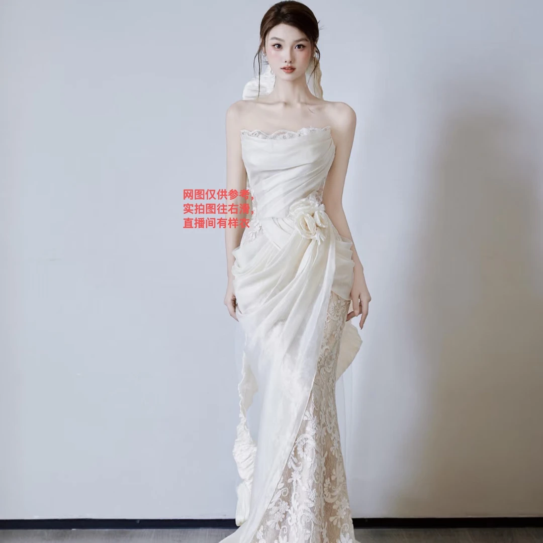 (LOEVER婚纱工厂)蕾丝绑带轻纱，可晚宴(可定做)