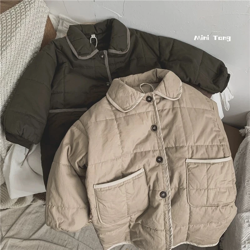 儿童棉服2024冬季加厚韩版纯色可爱儿童棉衣外套男女夹棉棉衣棉袄