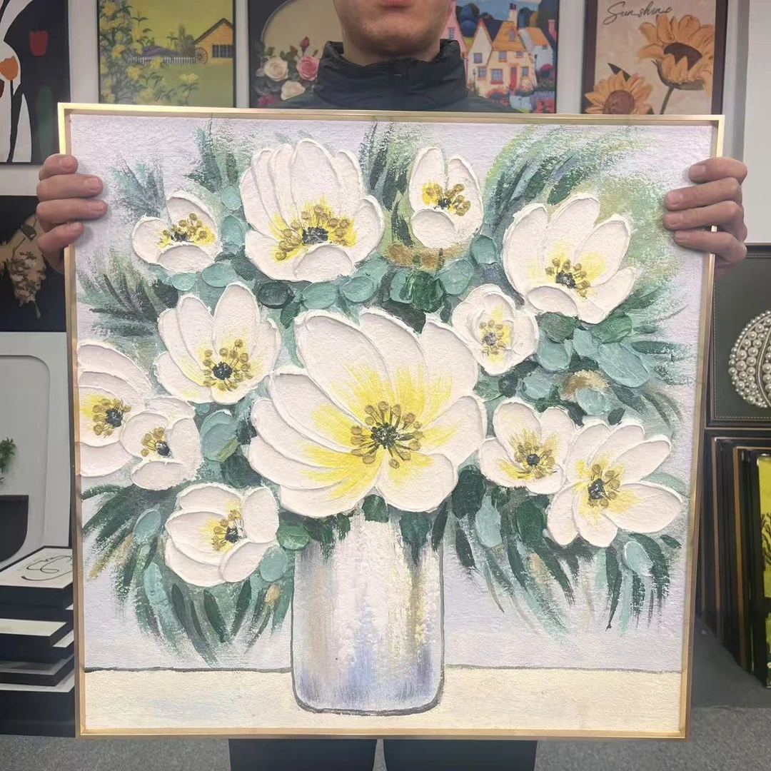 肌理入户走廊装饰画挂画高级肌理立体感花卉装饰画客厅挂画660