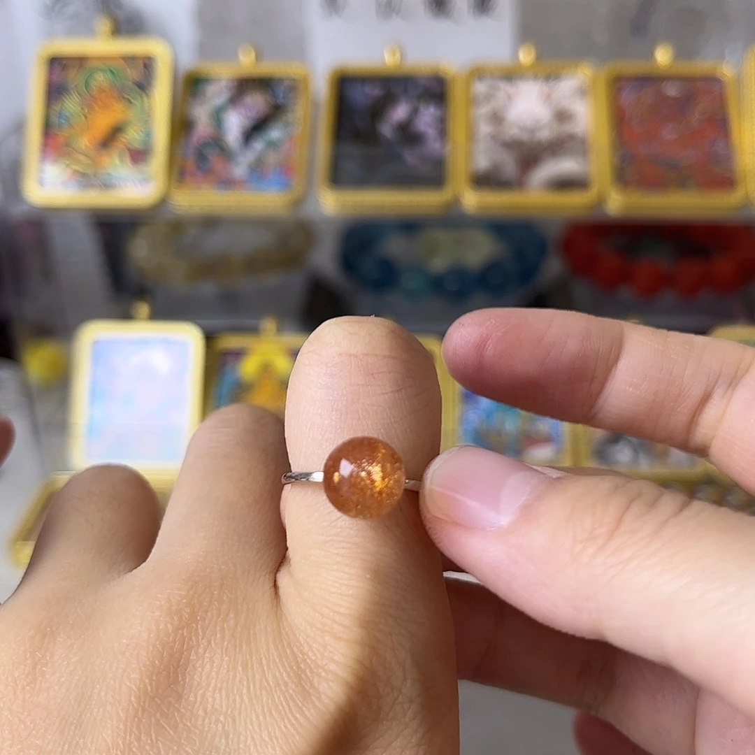 戒指日光石银S925镶嵌矿坑