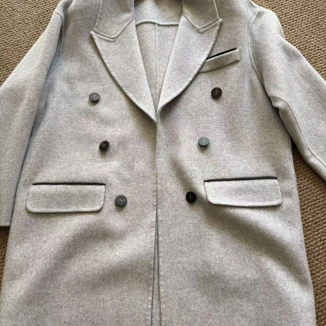 【赛姐高奢】连帽长款大衣双面时尚气质秋冬外套C329