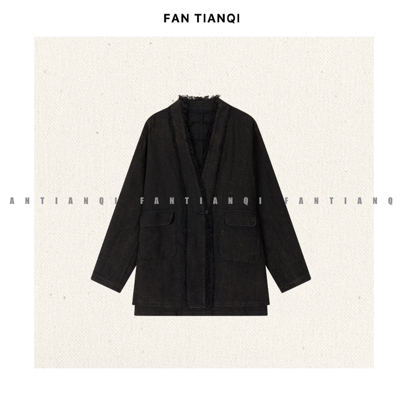 范天奇/FAN TIANQI【旧衫】全亚麻手工拉毛重酵洗外套FYOT56181
