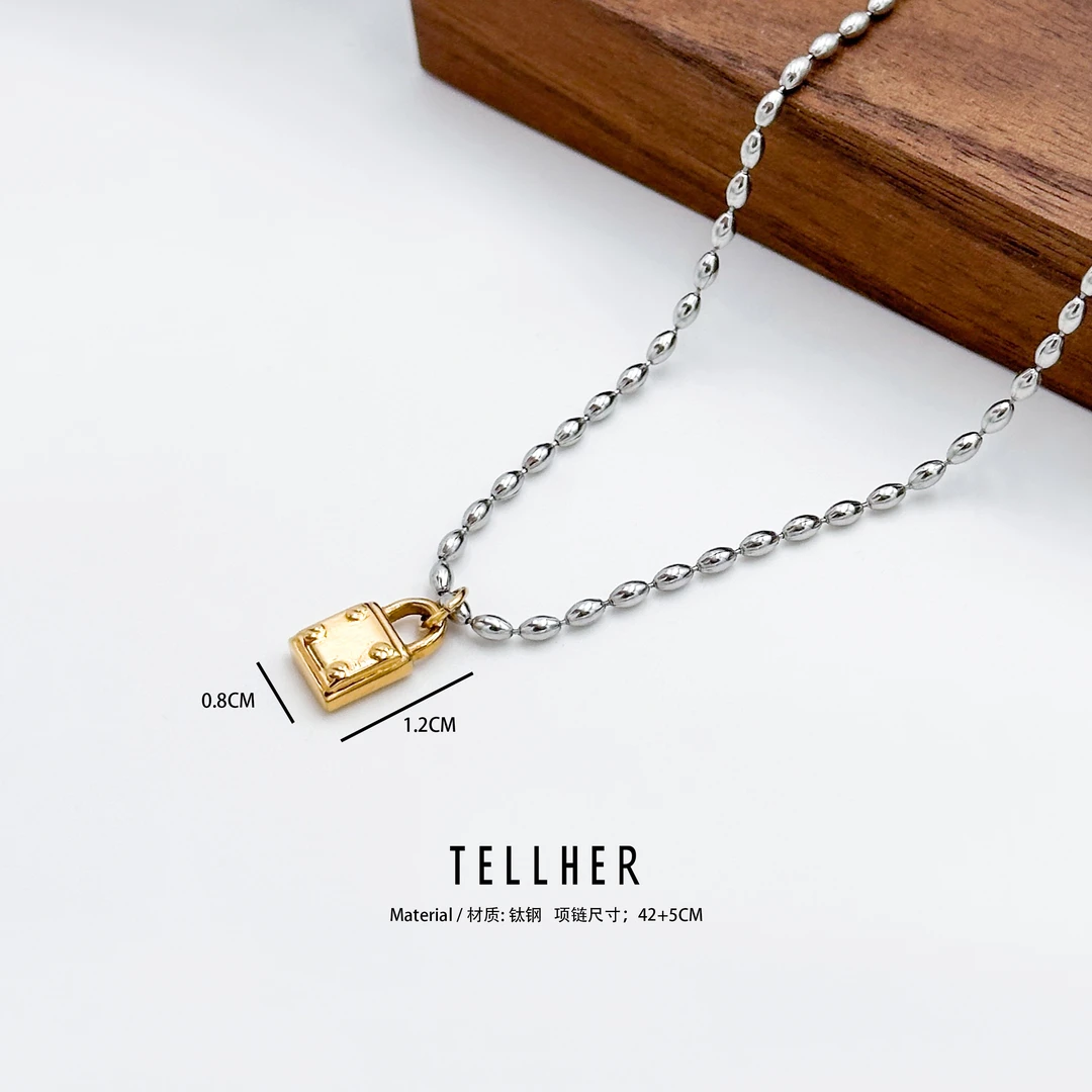 钛钢项链 《锁米》她盒子 /  时尚 百搭 简约 迷你小锁项链 TH009